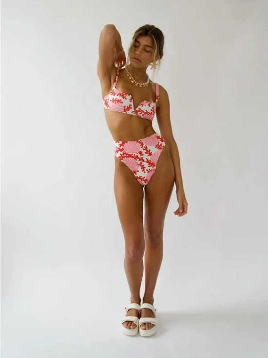 Studio swim COVE MAJORCA BOTTOM  Women’s Pink Shell Print Bikini XL. Highwais - Picture 3 of 8